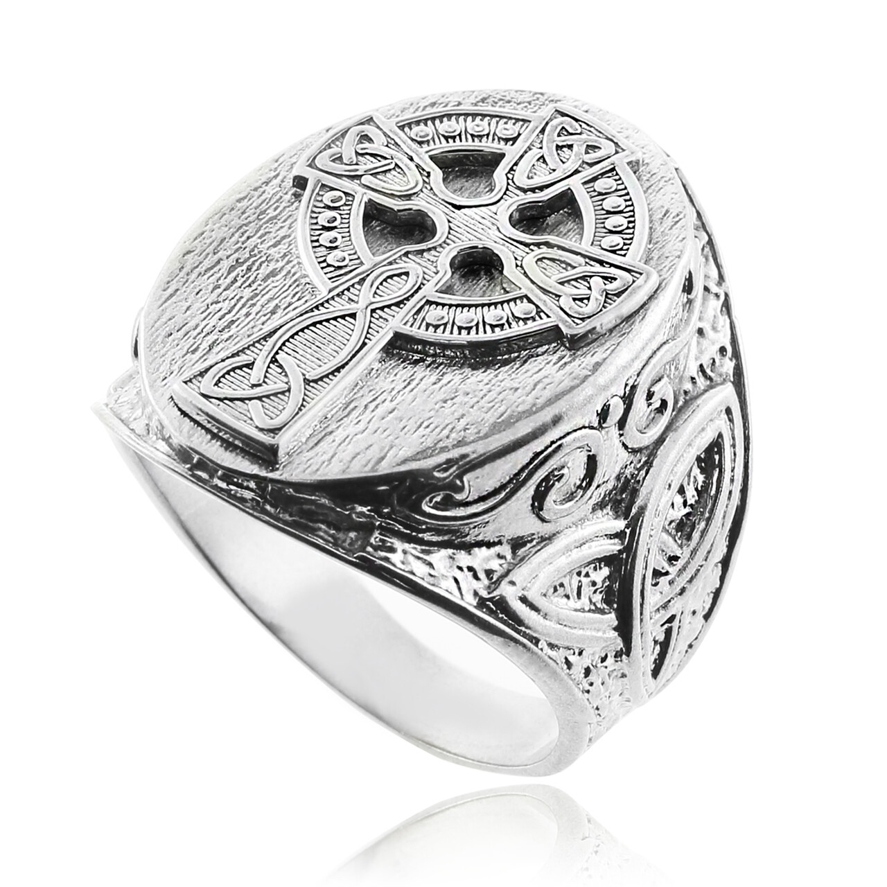 Pre-owned Element Shine 925 Men's 925 Sterling Silver Trinity Triquetra Celtic Cross Ring- All /any Size