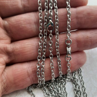 Pack of 4 Stainless Steel Necklaces Chains Oval Unwelded Jewelery Making Fashion