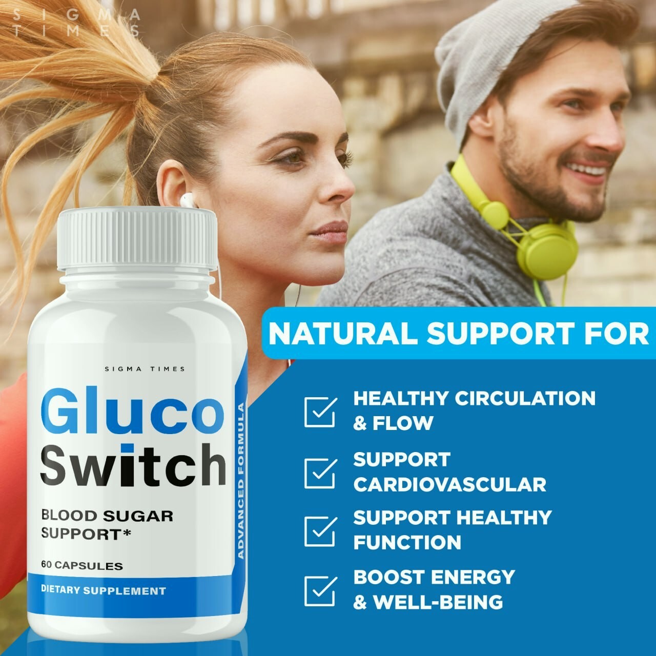 1 Bottle) Gluco Switch Capsules - Blood Sugar Supplement Support