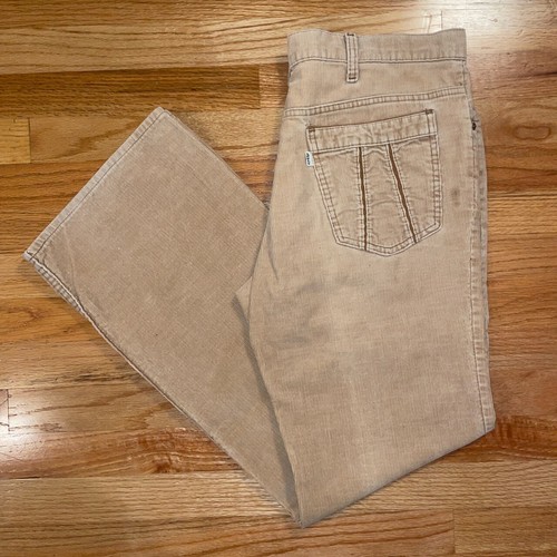 Vintage 1970s Levi's Corduroy Flare Pants Tan Beige Talon 42 Vintage 1970s Levi's Corduroy Flare Pants Tan Beige Talon 42