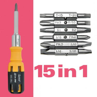Gorilla Glue Lutz 15-IN-1 Ratcheting Screwdriver (Yellow)