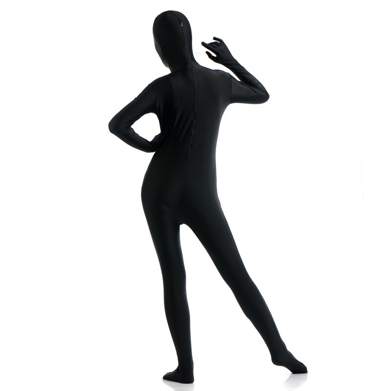 Unisex Adult Full Body Suit Black Skin Spandex Cosplay Catsuit Halloween Costume