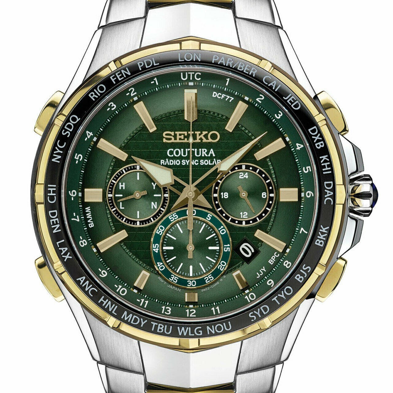 Pre-owned Seiko Coutura Ssg022 Radio Sync Solar Chronograph 10 Atm 45.5mm Men's Watch