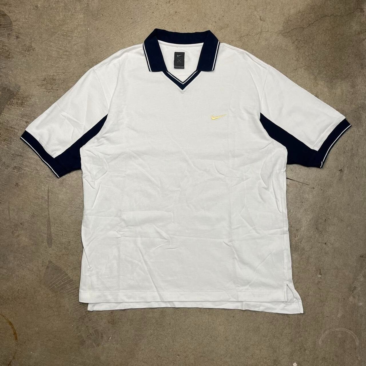Vintage 90s Nike Golf Polo shirt white navy blue color block