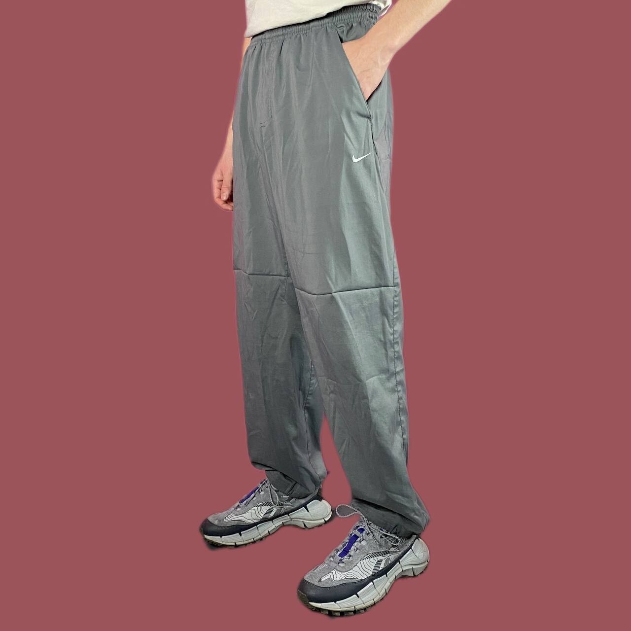 Y2K Nike Vintage Men's Buggy Track Pants - S Gray Drawstring