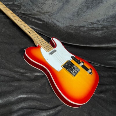 Tele Electric Guitar Cherry Sunburst Color Maple Neck  Basswood Body