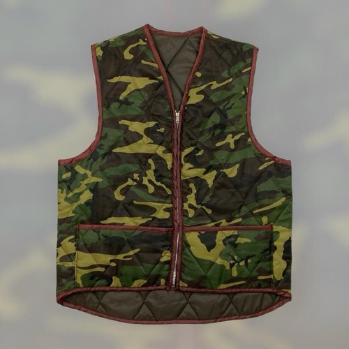 VTG 60s 70s Quilted Reversible Camo Hunting Vest Adult M