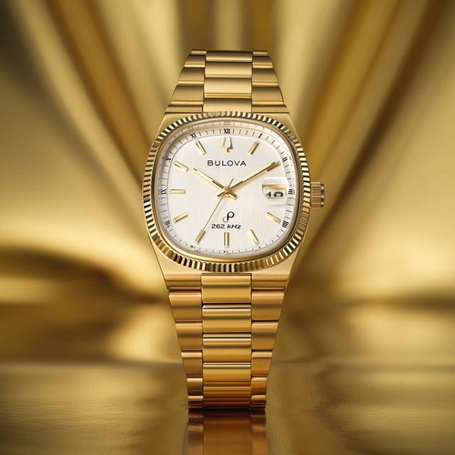 Pre-owned Bulova 97b223 Silver Dial Sapphire Super Seville Gold-tone Watch