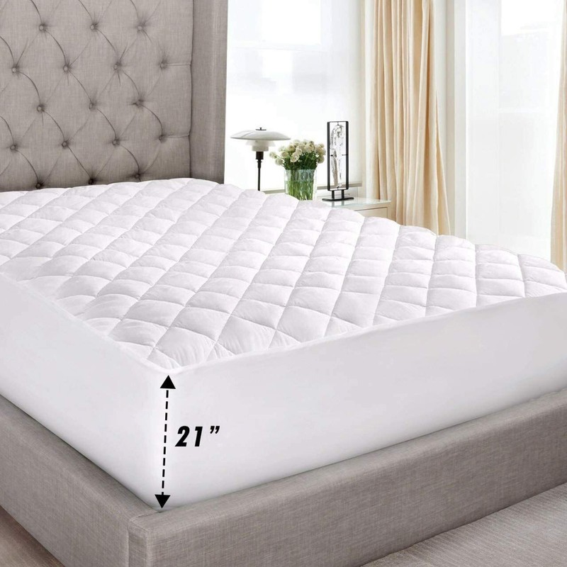 Queen Size Quilted Mattress Cover Fitted Matress Pad Deep Pocket Hypoallergenic