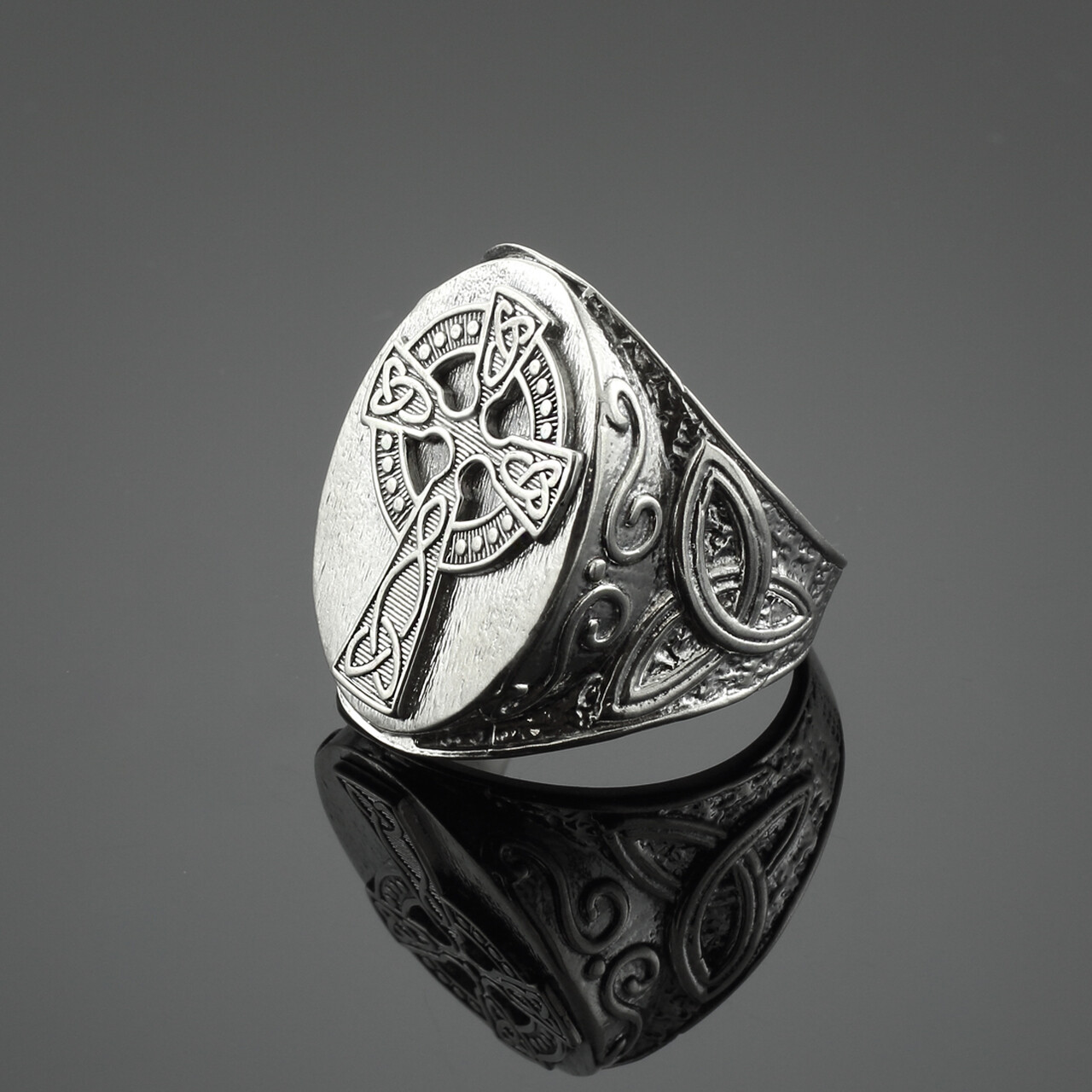Pre-owned Element Shine 925 Men's 925 Sterling Silver Trinity Triquetra Celtic Cross Ring- All /any Size