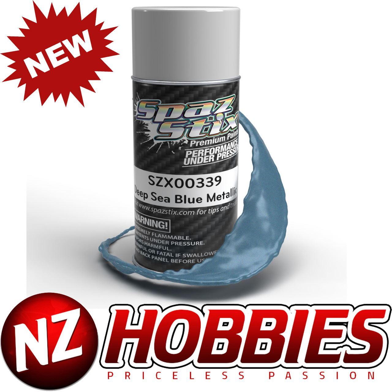 新品未開封 DETAILARTIS ARTIST GLASS COATING Spaz Stix SZX00339 Deep Sea Blue Metallic Aerosol Paint, 3.5