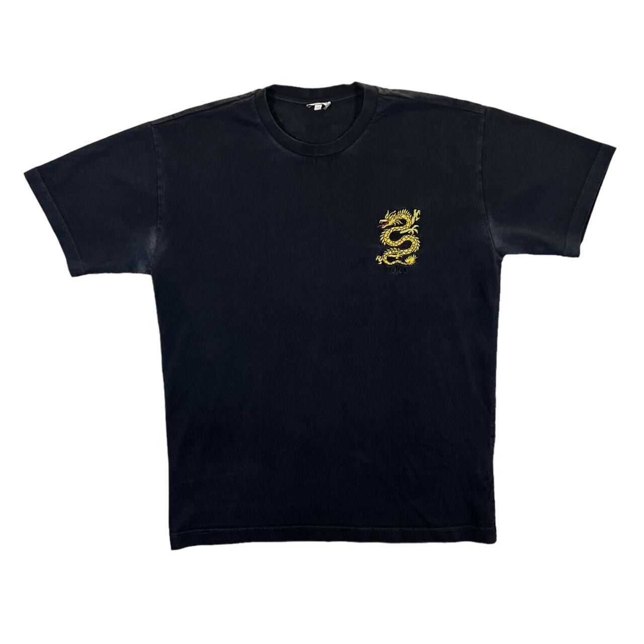 KENZO Paris Embroidered Dragon Crest Black Short Sleeve T