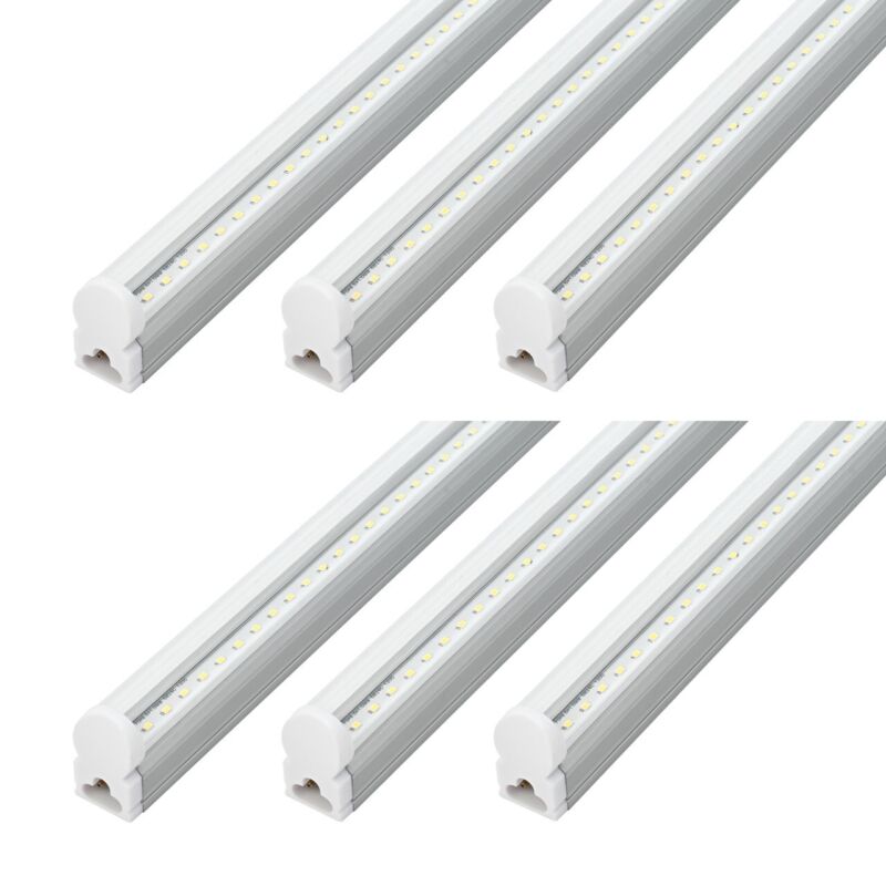 6 Pack 4ft 20w Led T5 Integrated Single Fixture 6500k(Super Bright White) Clear