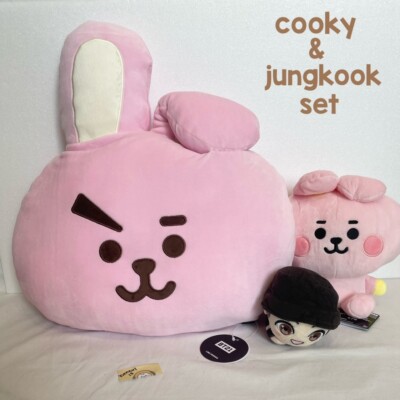 BTS JUNGKOOK & COOKY Stuffed Toy Set Plush TinyTAN & BT21 Large cushion Japan