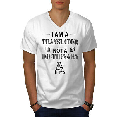Wellcoda Translator Role Mens V-Neck T-shirt, Dictionary Graphic Design Tee