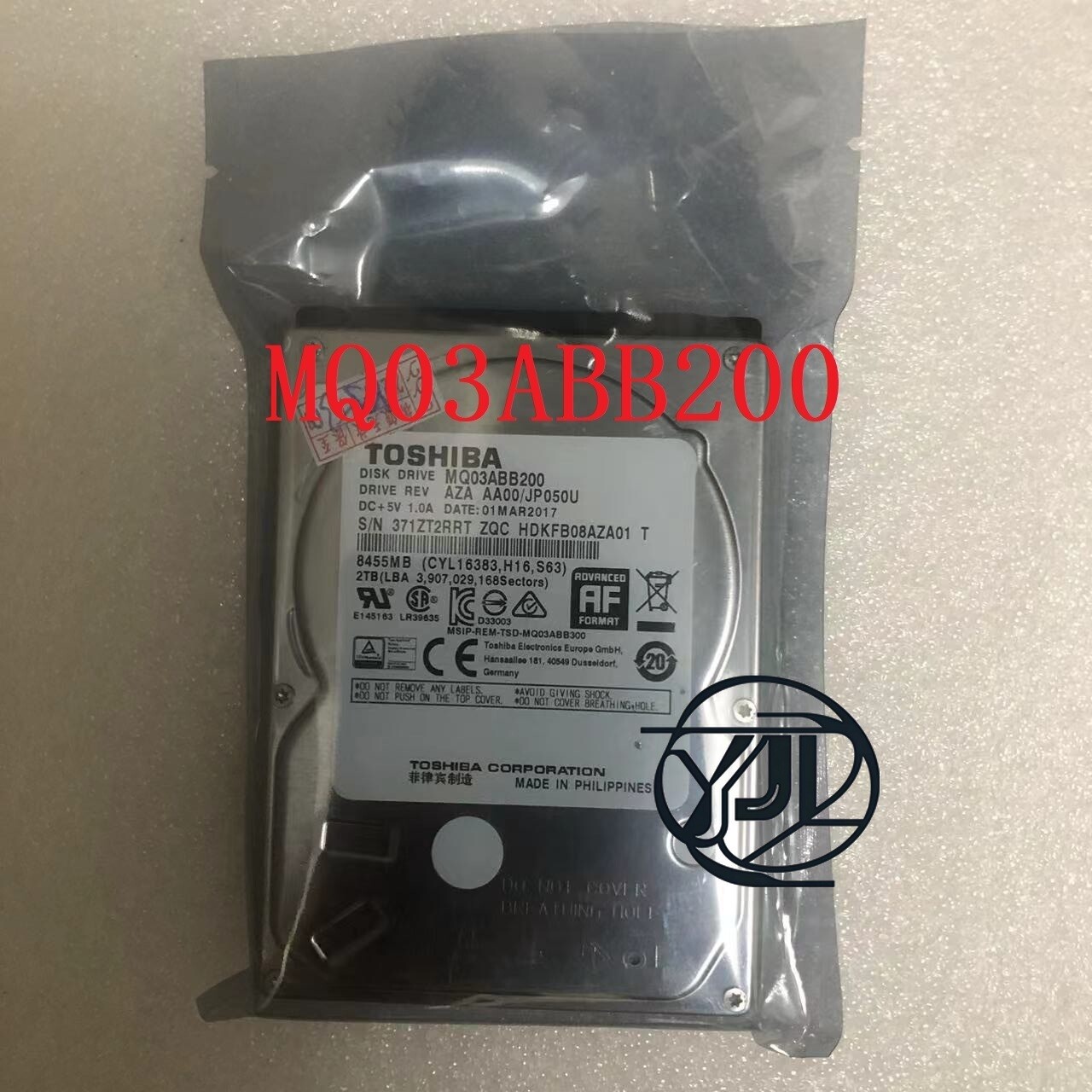 正常TOSHIBA MQ03ABB200 2TB HDD匿名配送 正常TOSHIBA