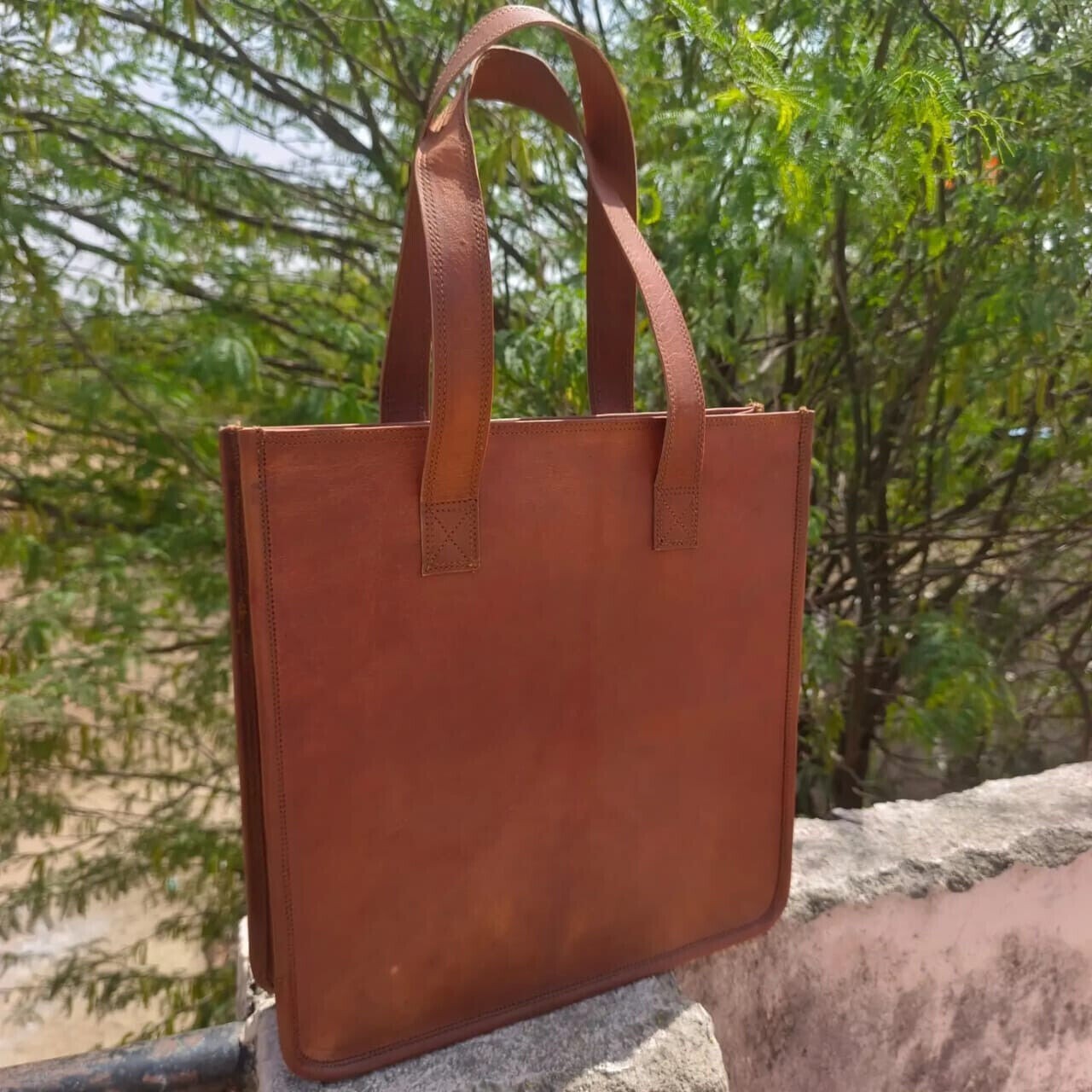 14X14 Women Shoulder Tote Leather Bag Shopping Handbag
