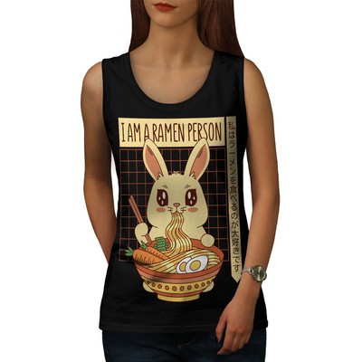 Wellcoda I Am A Ramen Person Cute Bunny with Womens Tank Top