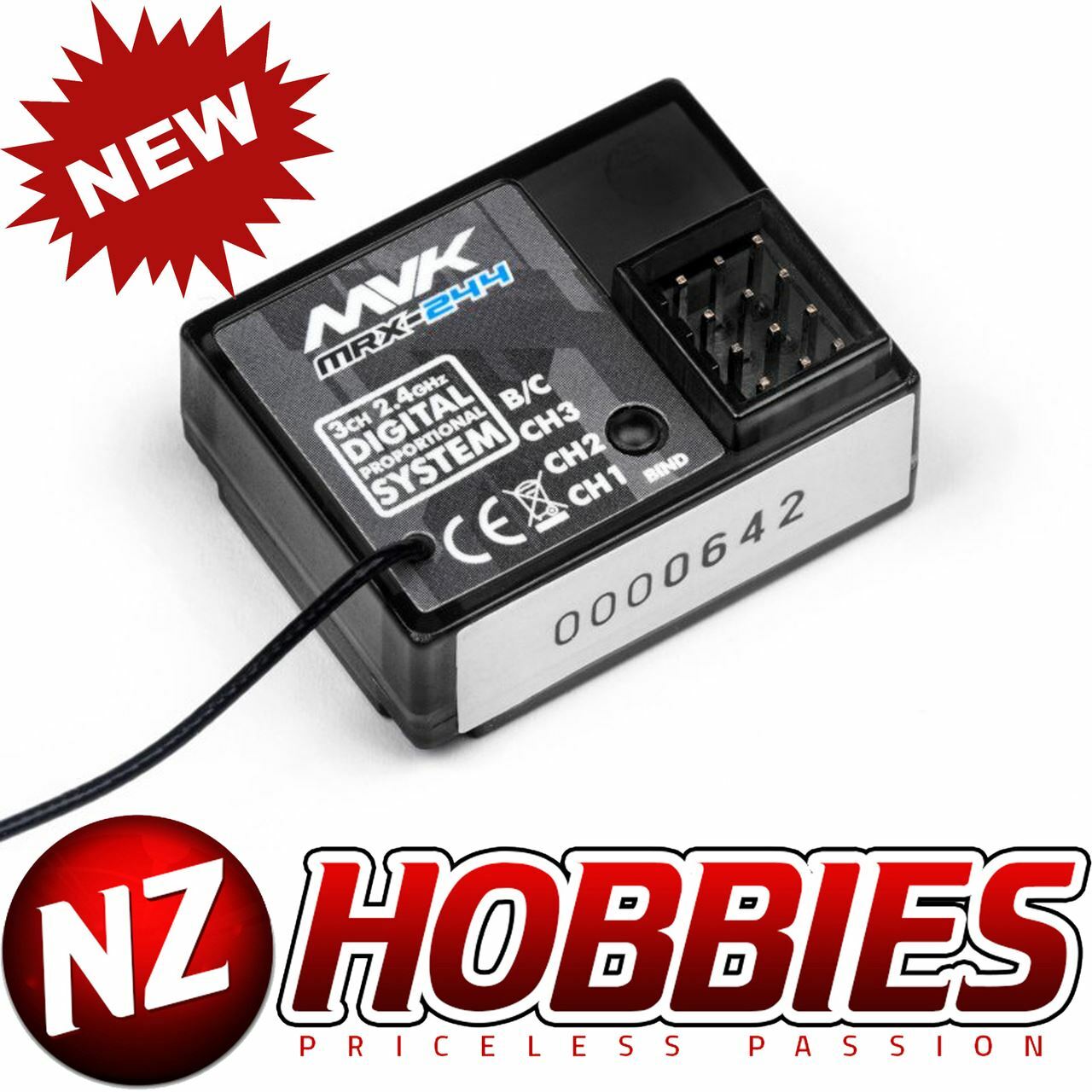 Maverick MVK22783 MRX-244 2.4GHz 3 Channel Receiver w/ Built-In Failsafe