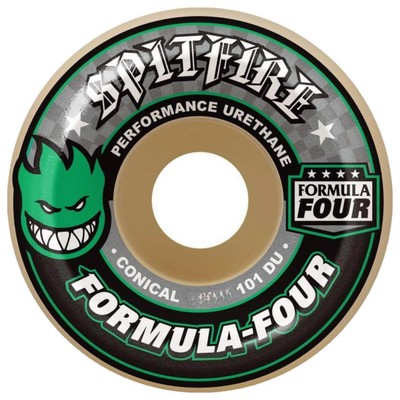 Spitfire - 53mm Natural F4 101 Conical Green Logo Skateboard Wheels