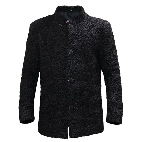 Pre-owned Handmade Black Real Persian Lamb Fur Coat Karakuli Fur Curly Hair All Sizes