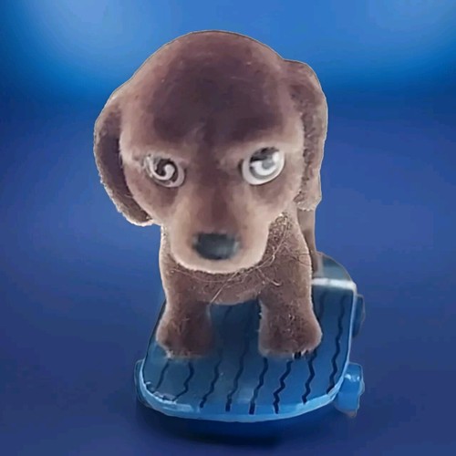 Puppy In My Pocket Fierce X Game Chocolate Lab On A Blue Skateboard 1½"