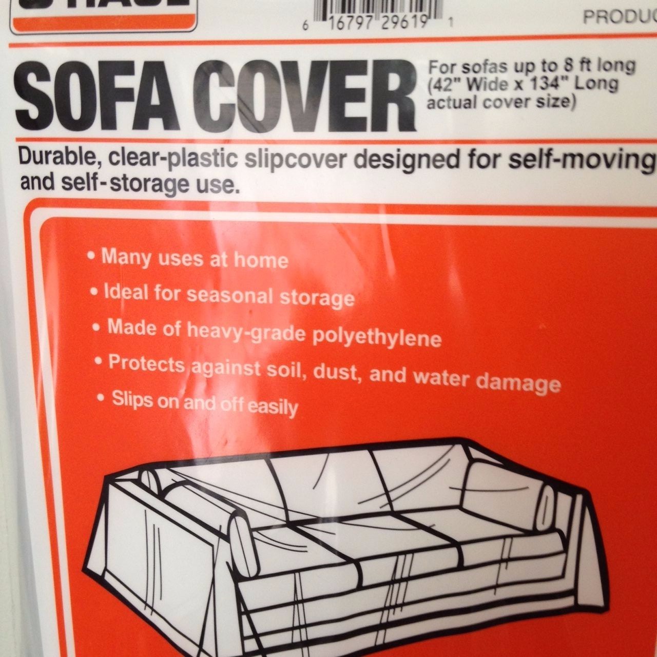 Ameripackers Sofa Couch Plastic Cover For Moving Renovation And