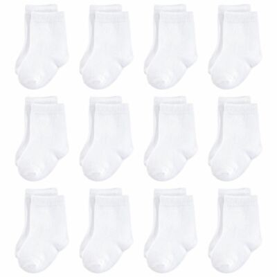 Touched By Nature Organic Basic Socks, 12-Pack, White