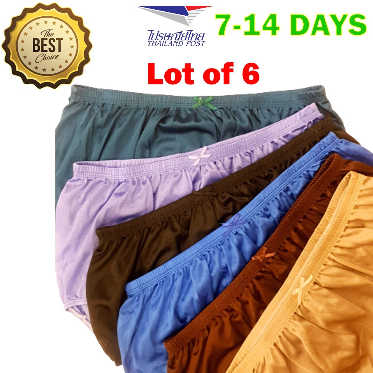 6x Briefs Panties Nylon Silky Glossy Size 3XL Hips 44-54