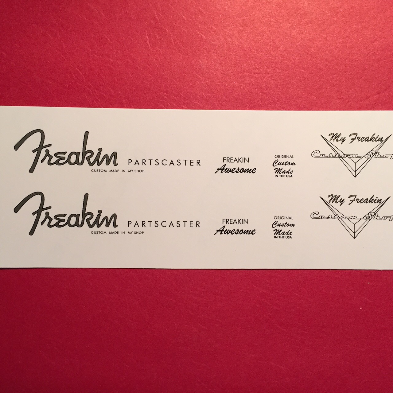 2 Freakin Partscaster Metallic Gold Guitar Watersilde Headstock Decal style #2