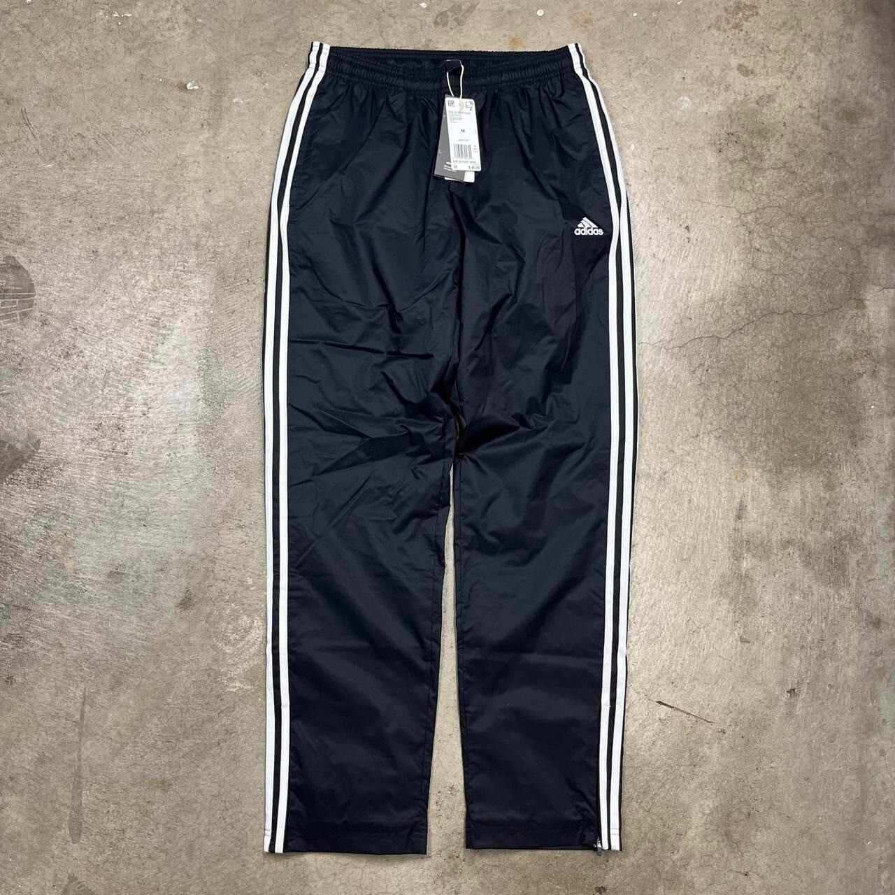 NWT Adidas windbreaker pants black medium white stripes