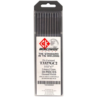 Weldtec TEC1167 Ceriated, 2% EWCe-2 Electrode, 1/16'' x 7'', 10 pack