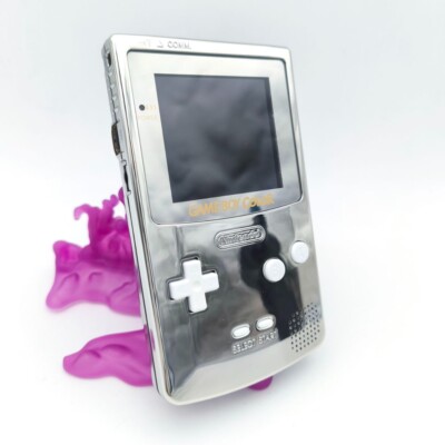 NINTENDO Game Boy Color Argento Silver Console Custom With Schermo IPS V4 2.6''