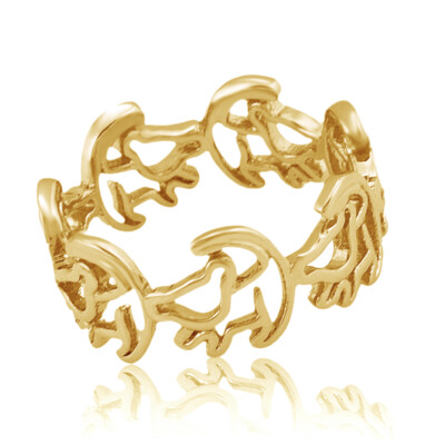 Lion King Simba Outline Ring 14K Yellow Gold Plated 925 Sterling Silver