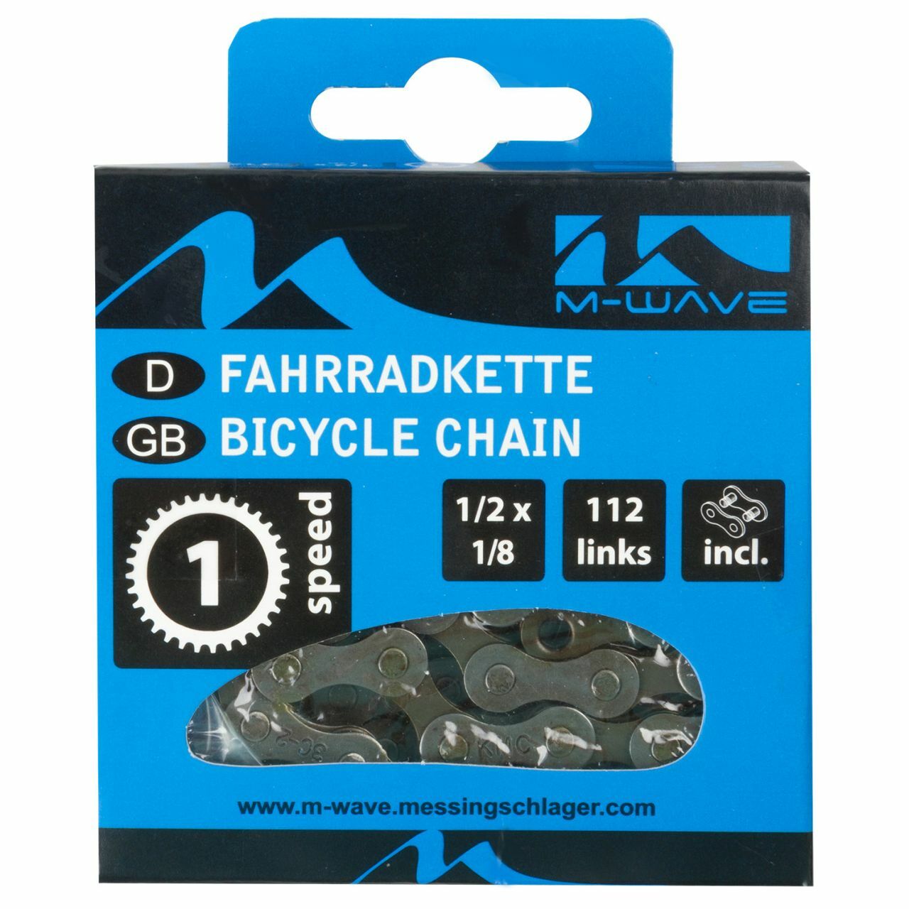 Bicycle Chain M Wave ( Kmc ) 1/2x1/8 112 Links 1 Speed Braun