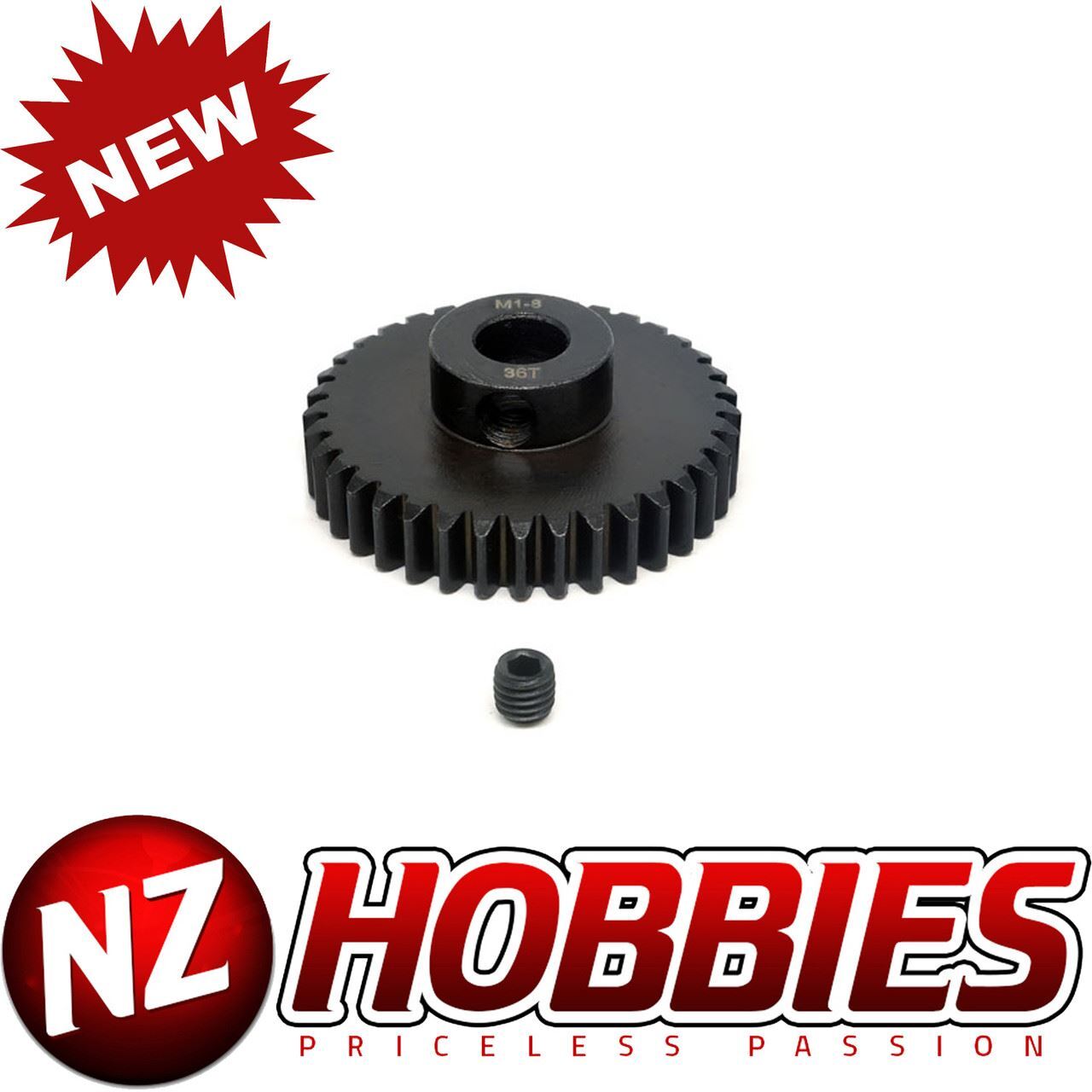 その他 *MOE* NZH Chrome Steel Pinion Gear MOD 1 36T 8MM Shaft w/ Screw Set for