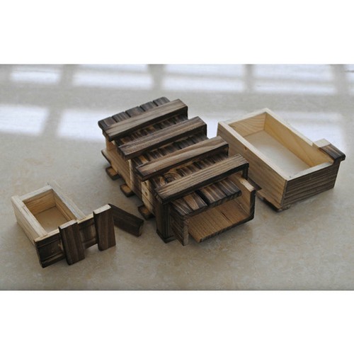 Chinese Vintage Brain Magic Trick Wooden Puzzle Box Secret Drawer