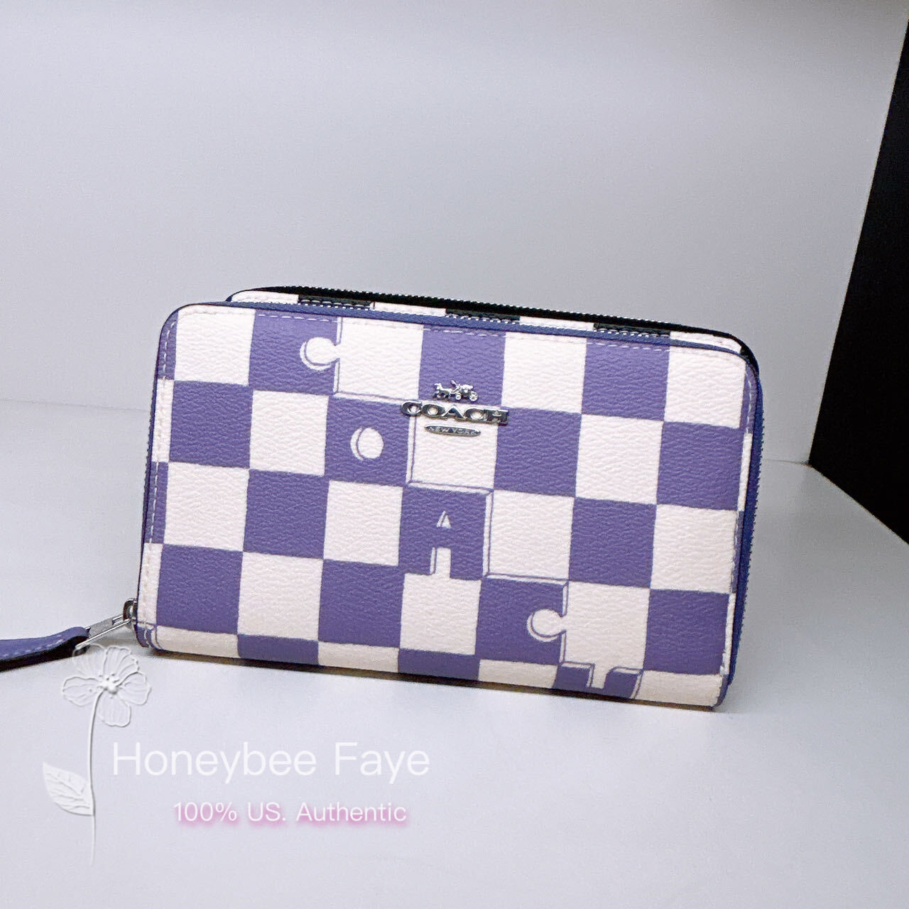 【COLOR iN ID】zip point coach jumper NWT Coach Medium Id Zip Wallet With Checkerboard Print CR789