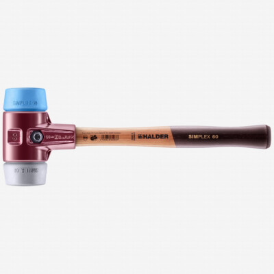 Halder Simplex Mallet with Soft Blue Rubber/Grey Rubber Inserts and Cast Iron Ho