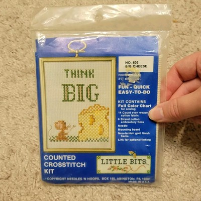 NOS Little Bits Counted Crosstitch Kit #603 Think Big Mouse Big Cheese NIP