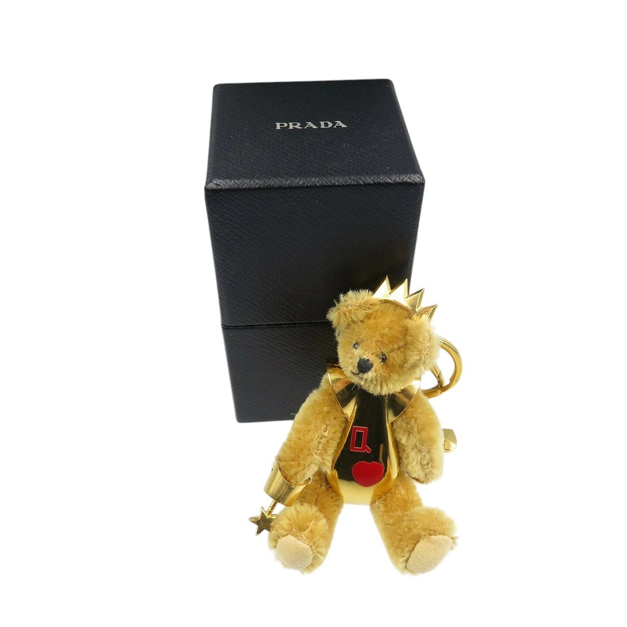 PRADA プラダ Lucky Star Teddy ベア キーホルダー PRADA Lucky Star Teddy Bear Bag Charm Keychain Beige Gold