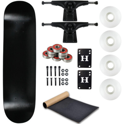Moose Complete Skateboard Dip Black 8.5'' With Black Trucks and White Wheels