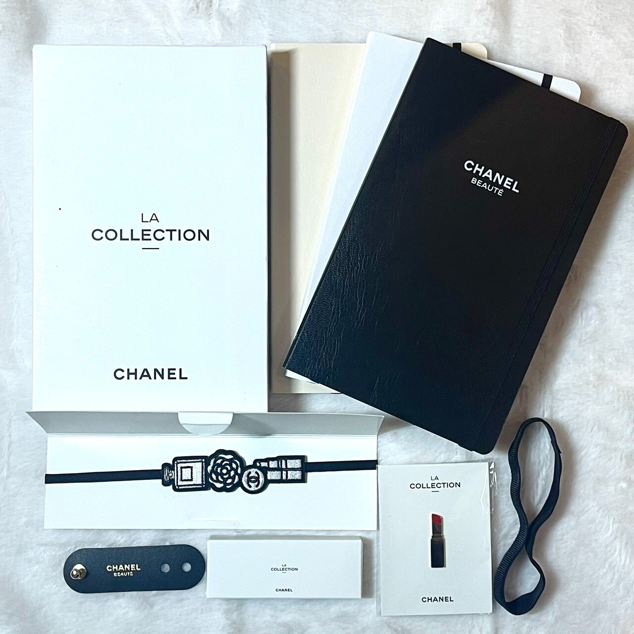 CHANEL付箋セットショッパー＆巾着＆サンプル＋ラルフシャツ CHANEL La Collection Gift Set Notebook 3pcs Bookmark