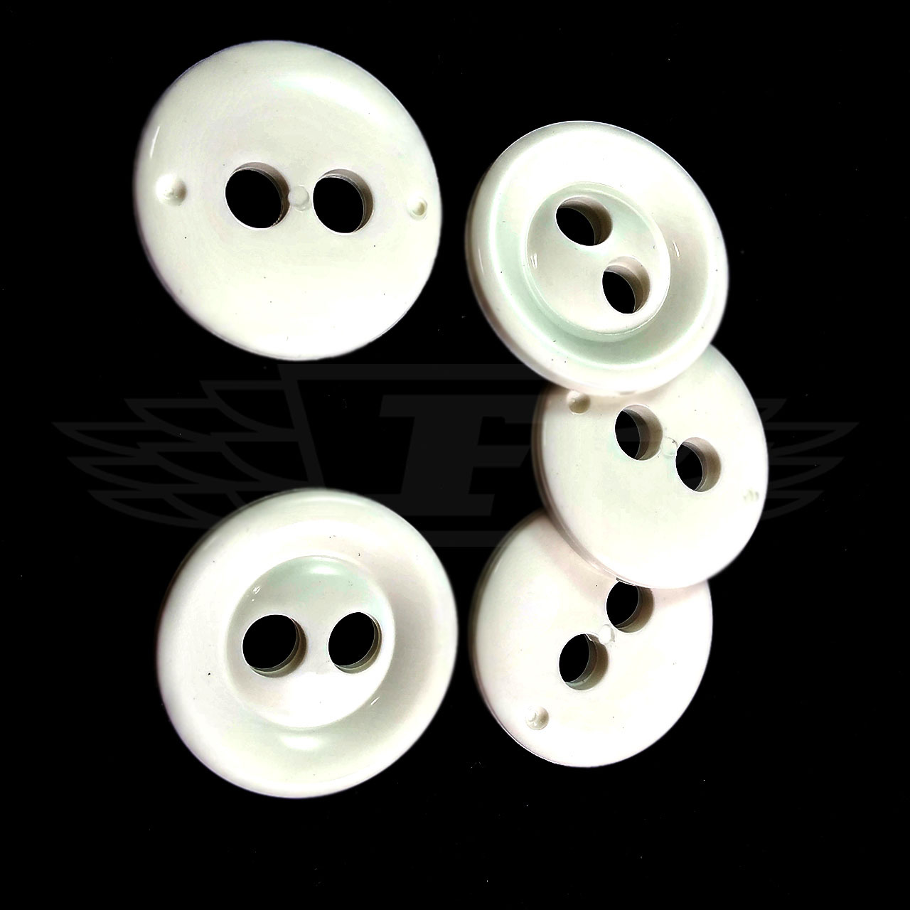 3355N-44 PACK OF 10 28mm WARPED WHITE PLASTIC TWO HOLE BUTTON BUTTONS BTN