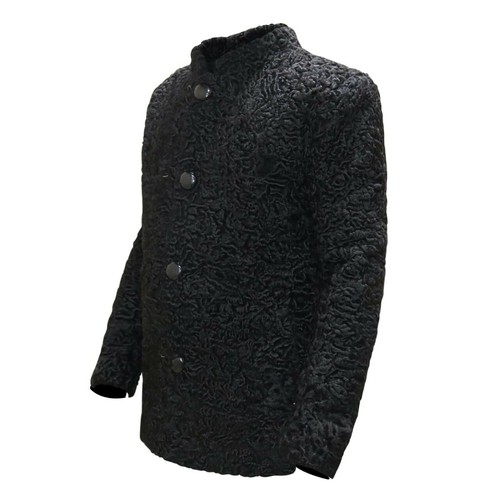 Pre-owned Handmade Black Real Persian Lamb Fur Coat Karakuli Fur Curly Hair All Sizes