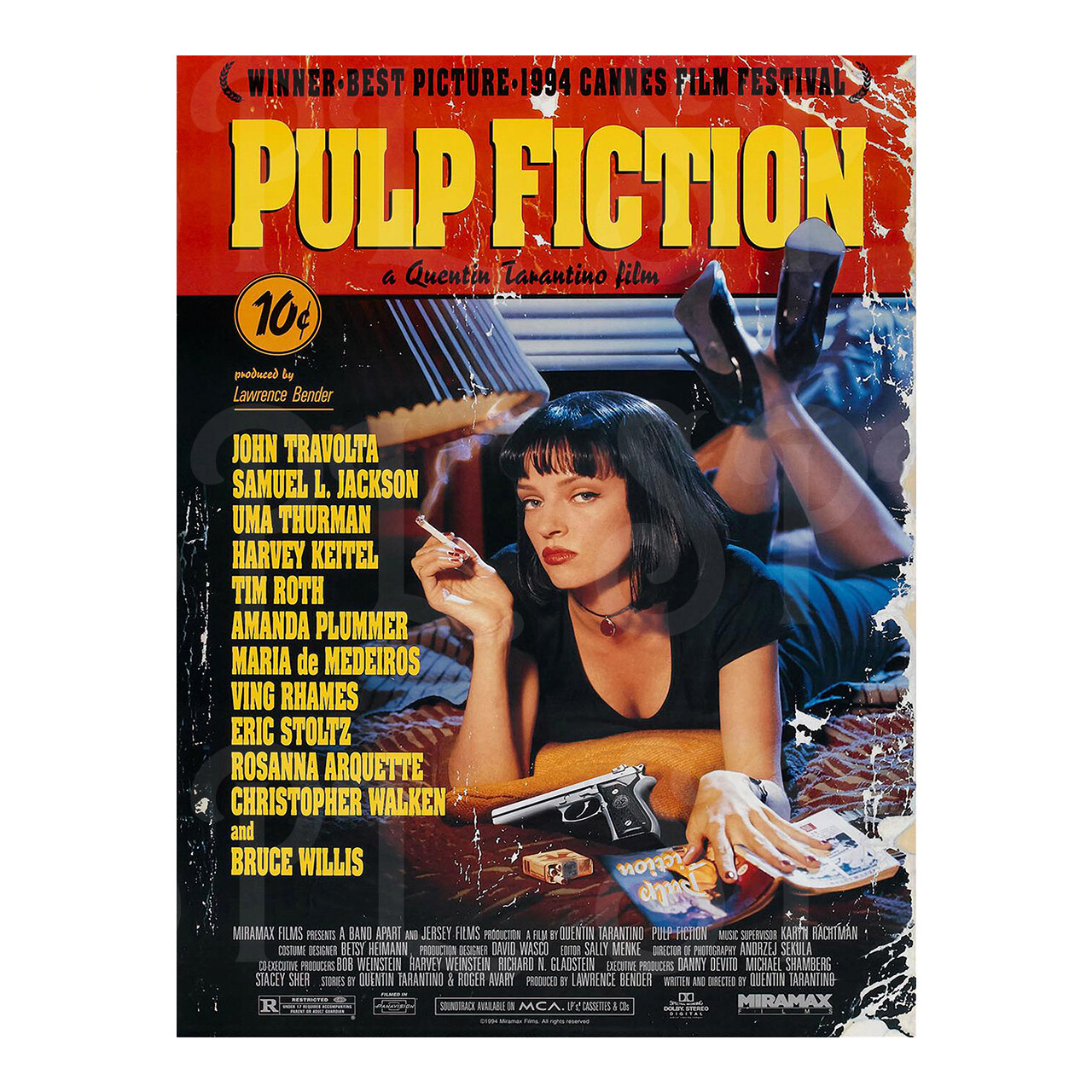 【当時物】90s PULP FICTION ORIGINAL POSTER Pulp Fiction (1994), advance Lucky Strike poster (withdrawn