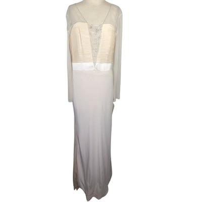 Montage by Mon Cheri Long Sleeve Cream Floor Length Dress Size 12