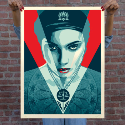 Obey Giant Justice Woman Red Signed x/550 - 18x24