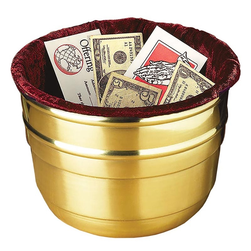 Large Offering Pot With Maroon Bag Church Supplies New