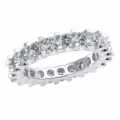 Pre-owned Jewelwesell 18k Gold Scalloped Shared U-prong Set Eternity Band Ring 3.15ct Round Diamond